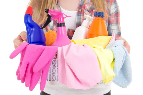Cleaning team managing service access and preparation