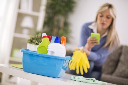 Customer choosing a secure payment method for carpet cleaning